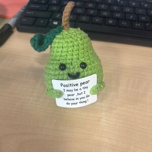 Green Crochet Positive Pear Toy